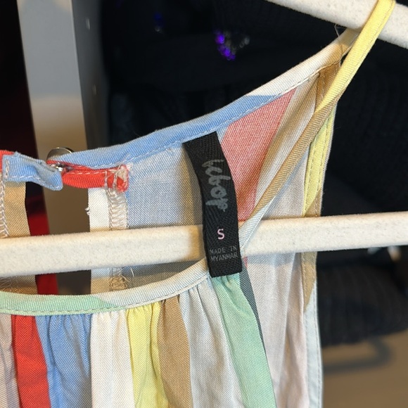 Bebop multicolored striped back keyhole closure elastic tie waistband romper S - Picture 2 of 3